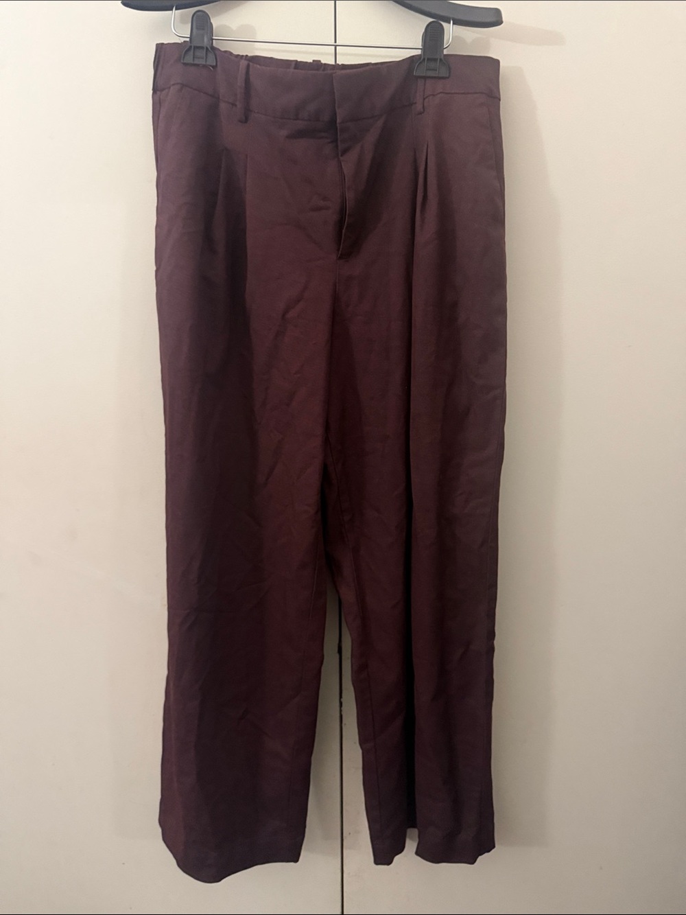 Straight-Leg Dress Pants in Deep Burgundy
